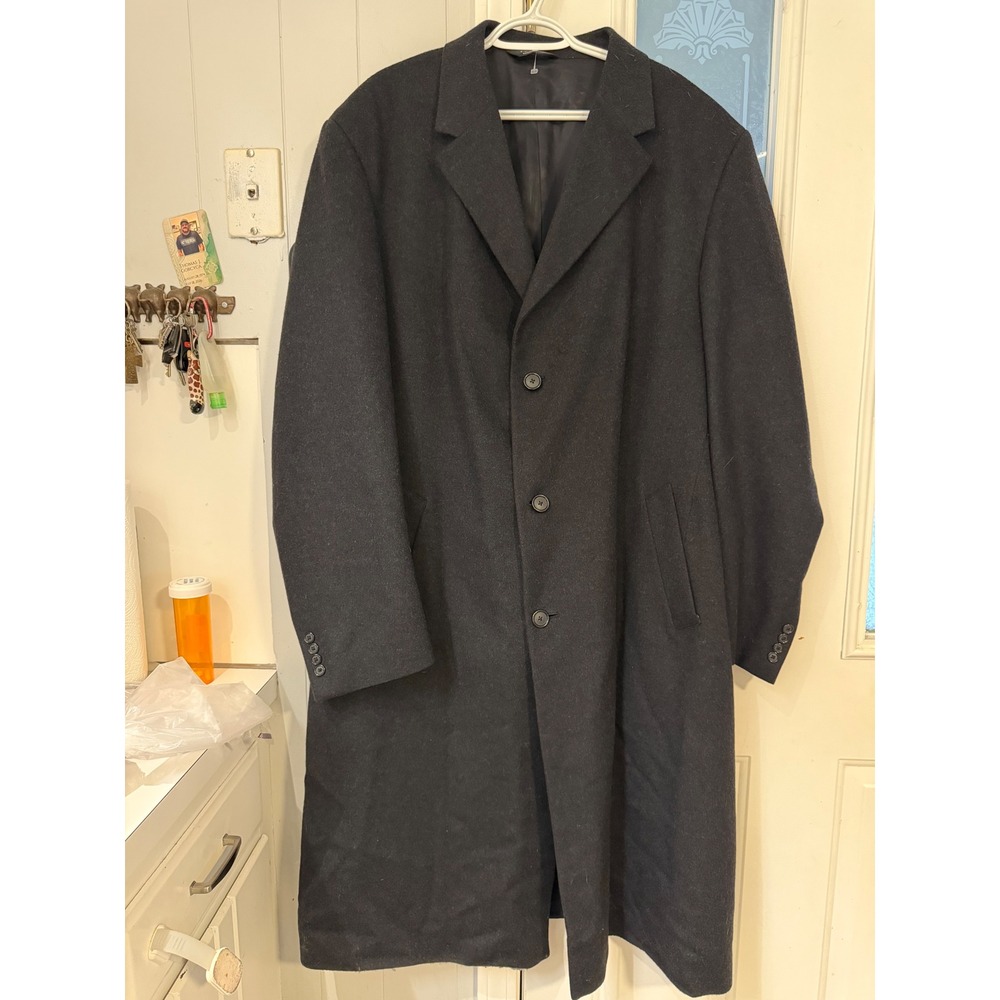 Jos. A. Bank Mens Charcoal Grey Wool Blend Long Overcoat Topcoat Jacket 44XL